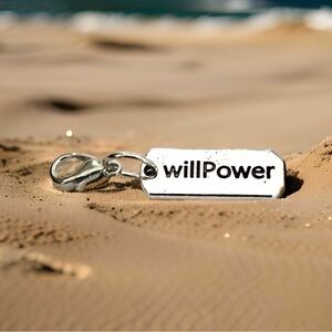 🔴 5 for $10 ONE willPower Silver Tone Inspirational Word Charm Lobster Clasp